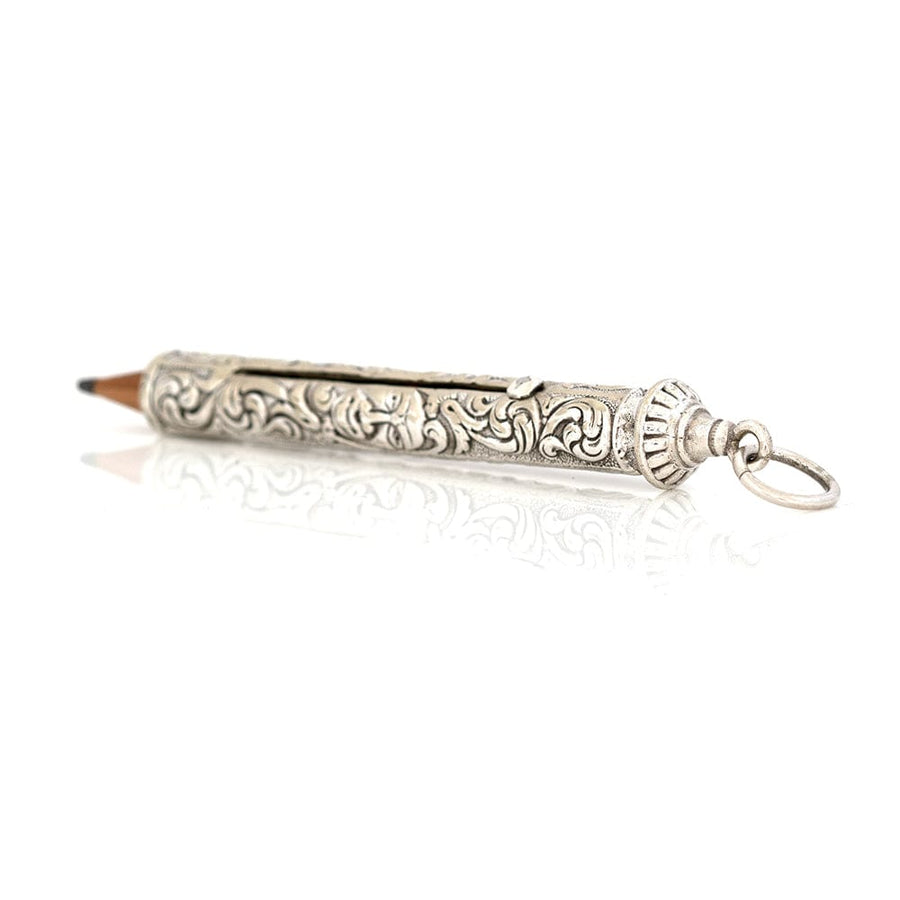 ART NOUVEAU Pencils Art Nouveau Repoussé Silver Pencil Necklace Mayveda Jewellery