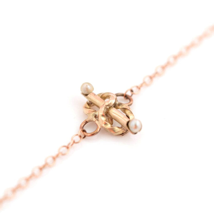MAYVEDA Bracelets Antique Victorian 9ct Rose Gold Infinity Pearl Bracelet Mayveda Jewellery