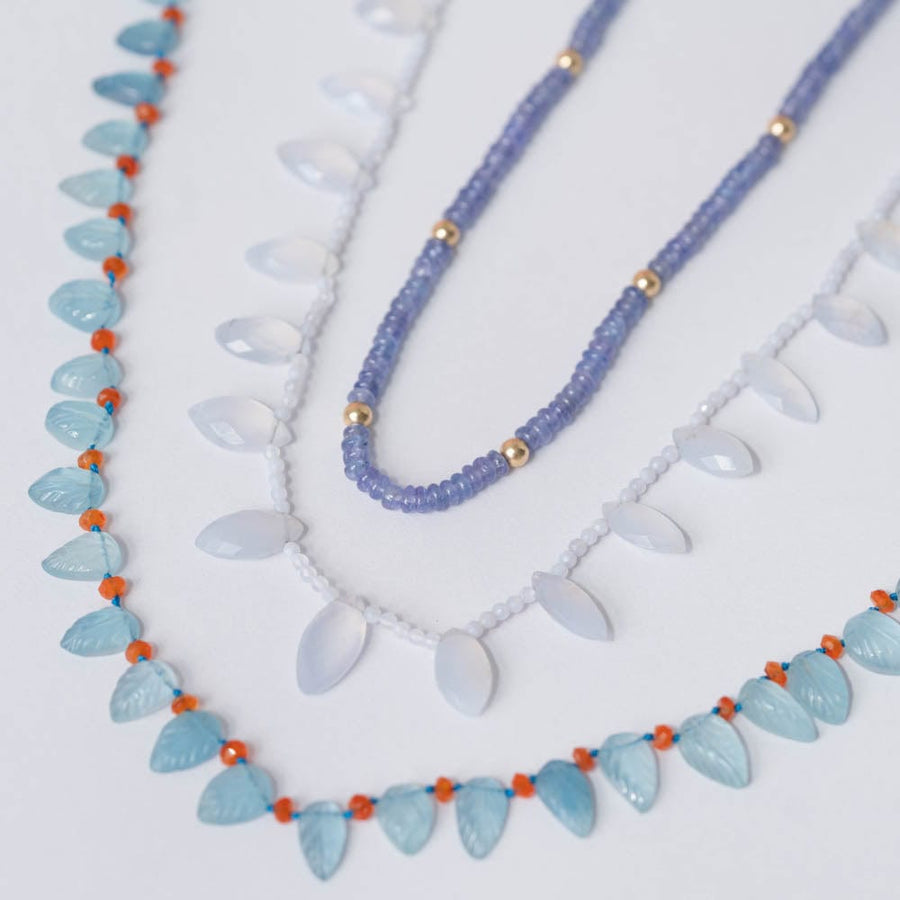 MAYVEDA Necklaces Aquamarine & Carnelian Gemstone Necklace Mayveda Jewellery