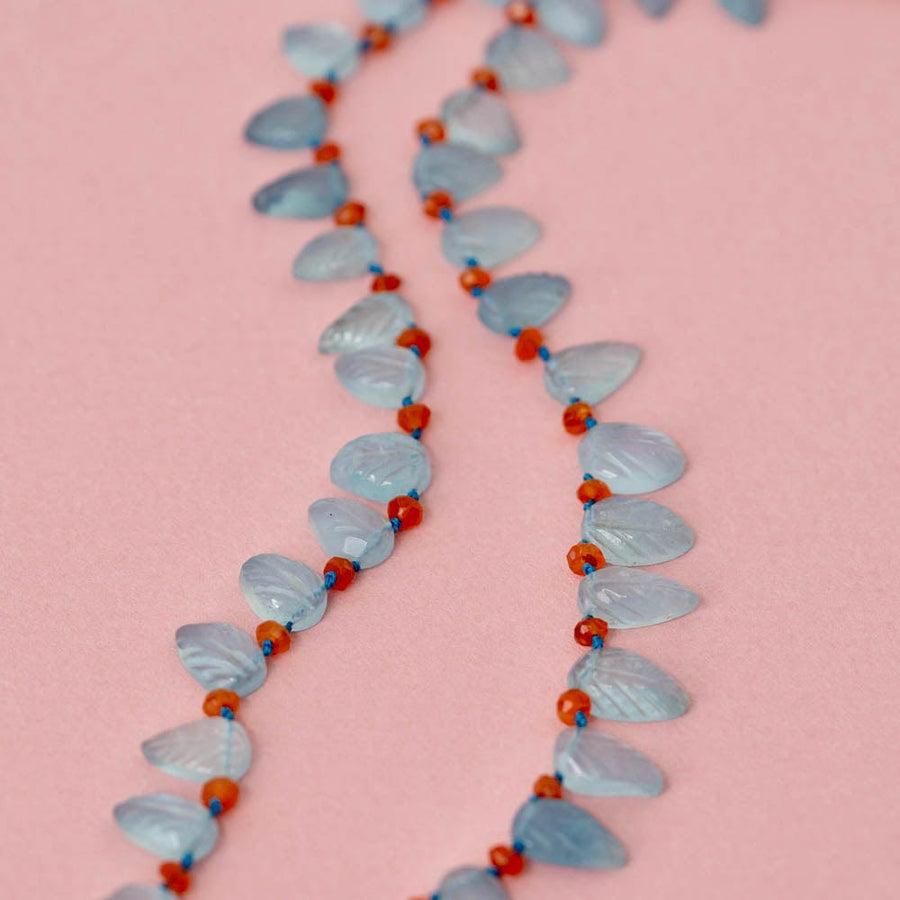 MAYVEDA Necklaces Aquamarine & Carnelian Gemstone Necklace Mayveda Jewellery