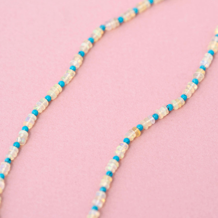 MAYVEDA Necklaces Handmade Opal & Turquoise Beaded Necklace Mayveda Jewellery