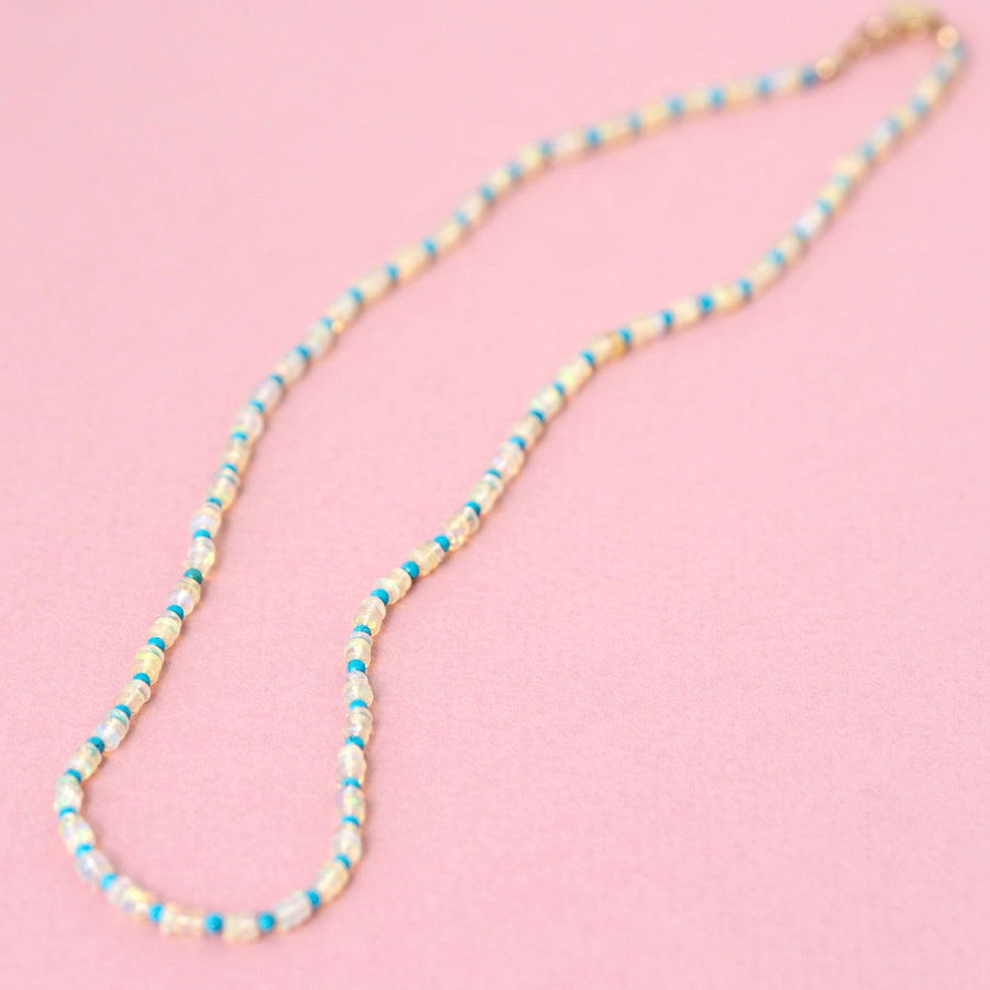 MAYVEDA Necklaces Handmade Opal & Turquoise Beaded Necklace Mayveda Jewellery