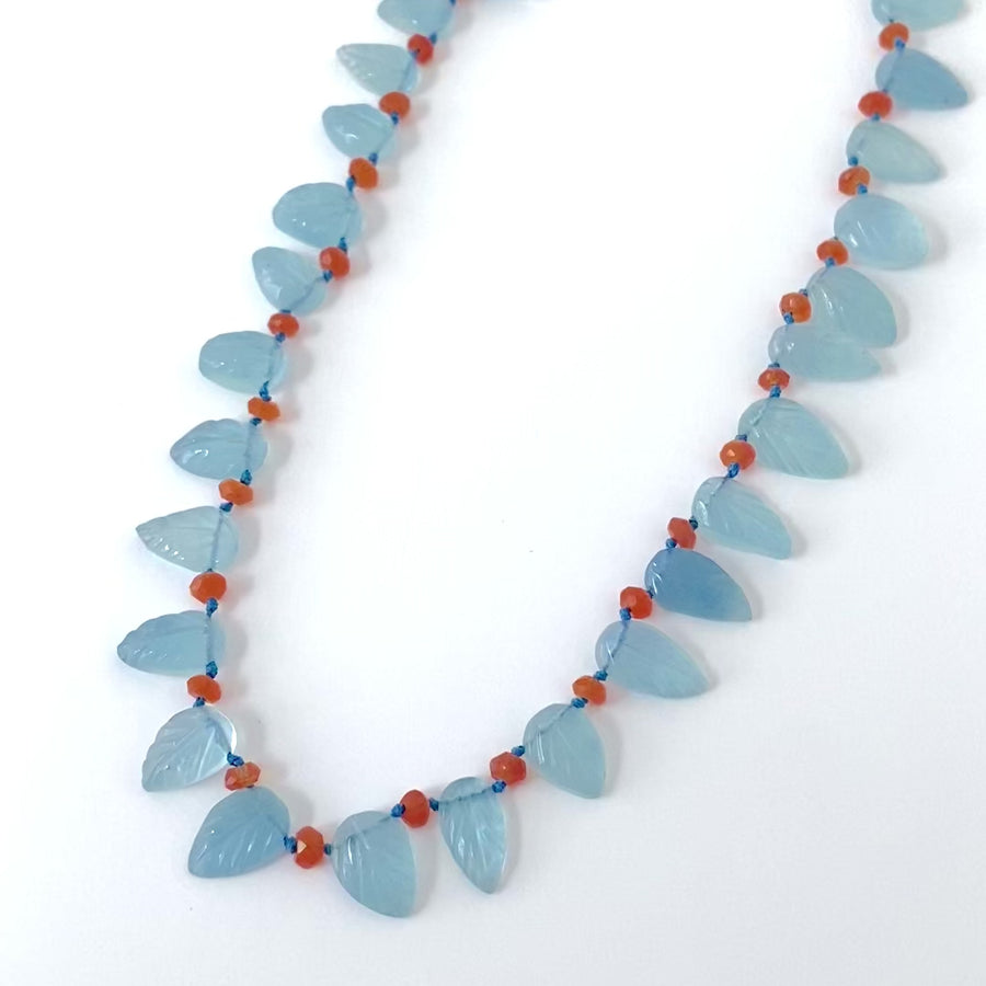 Aquamarine & Carnelian Gemstone Necklace