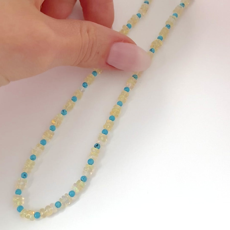 Handmade Opal & Turquoise Beaded Necklace