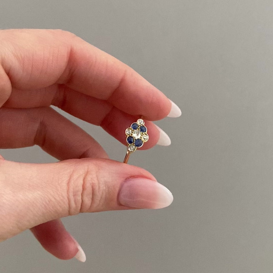 Antique Victorian 18ct Gold Sapphire Diamond Ring