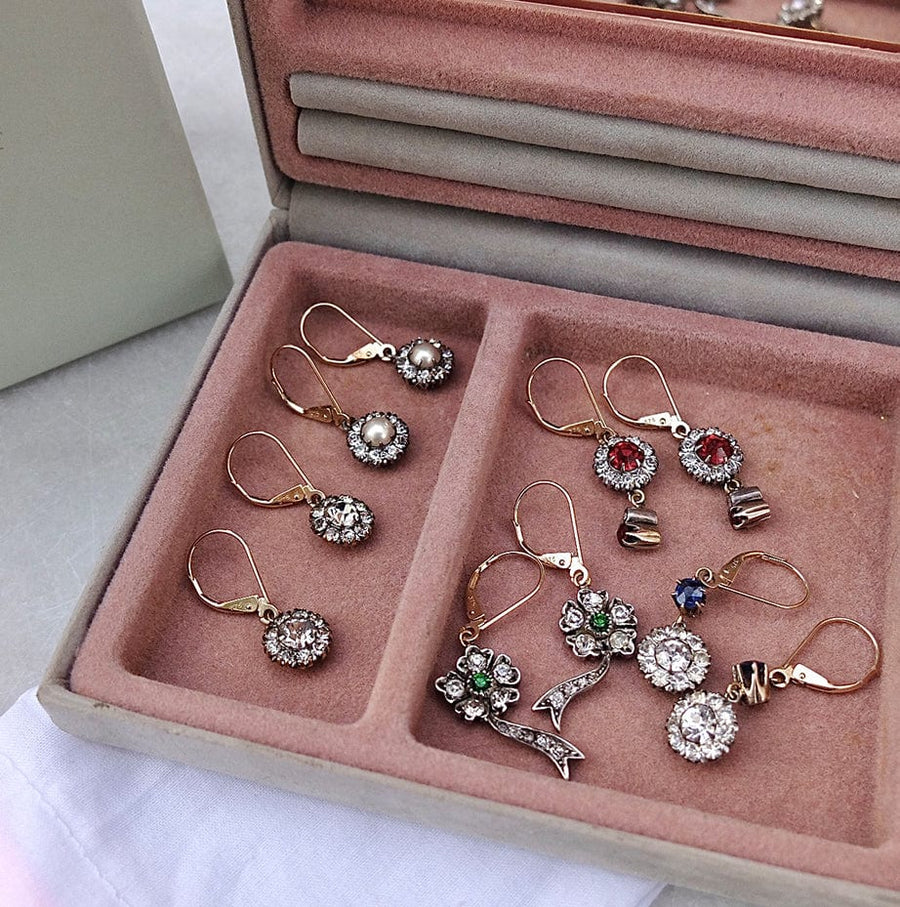 1930s Earrings Vintage 1930s Sapphire Paste Gold Drop Earrings Mayveda Jewellery