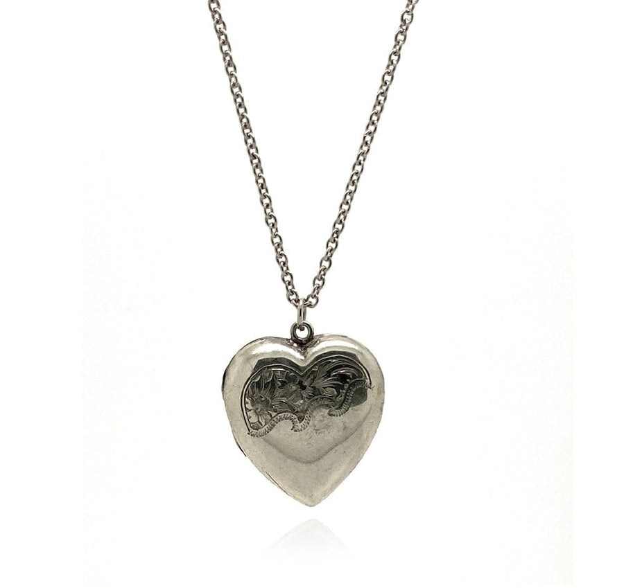 1930s Necklaces Vintage 1930s Silver Locket Heart Necklace Mayveda Jewellery