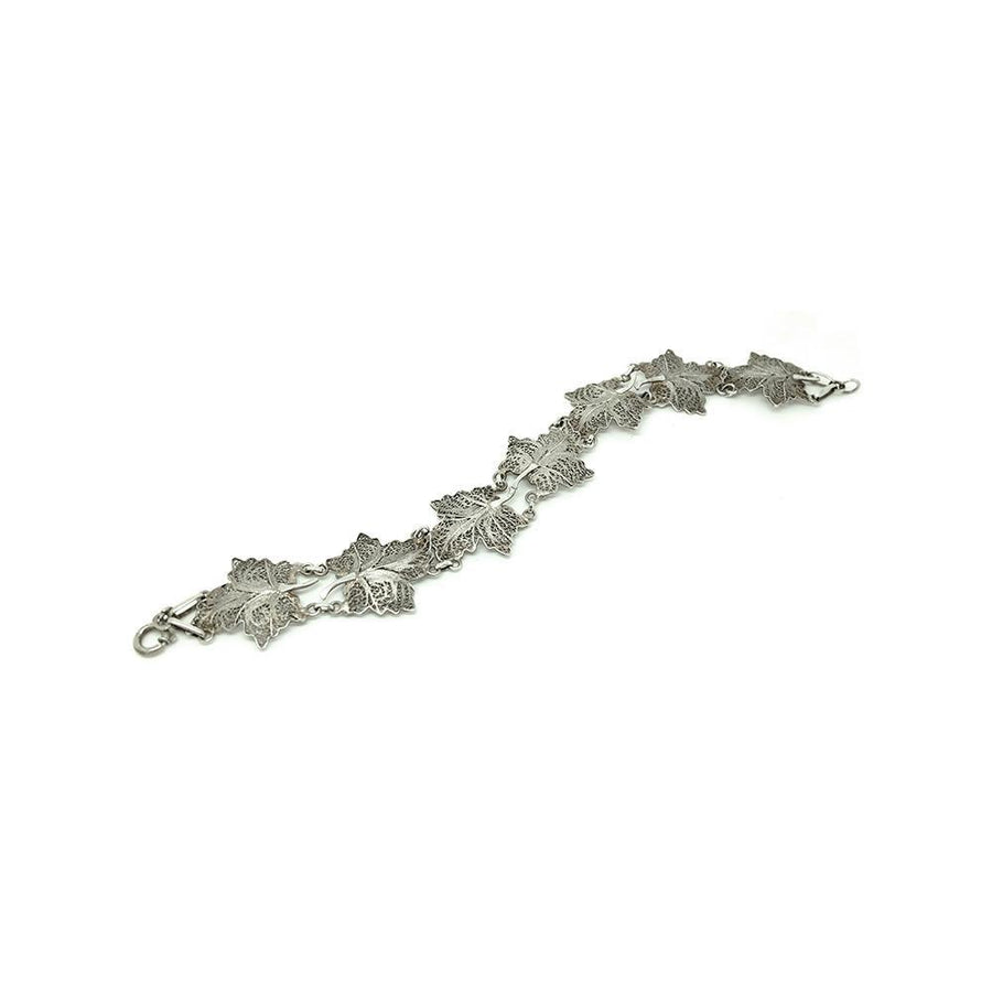 Vintage Filigree Silver Maple Leaf Bracelet