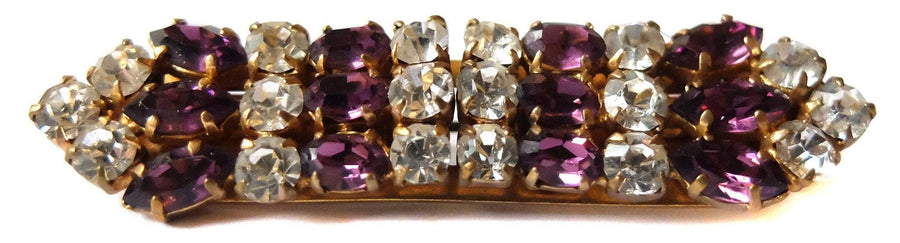 Vintage 1950s Diamante Purple Duet Clip Brooch