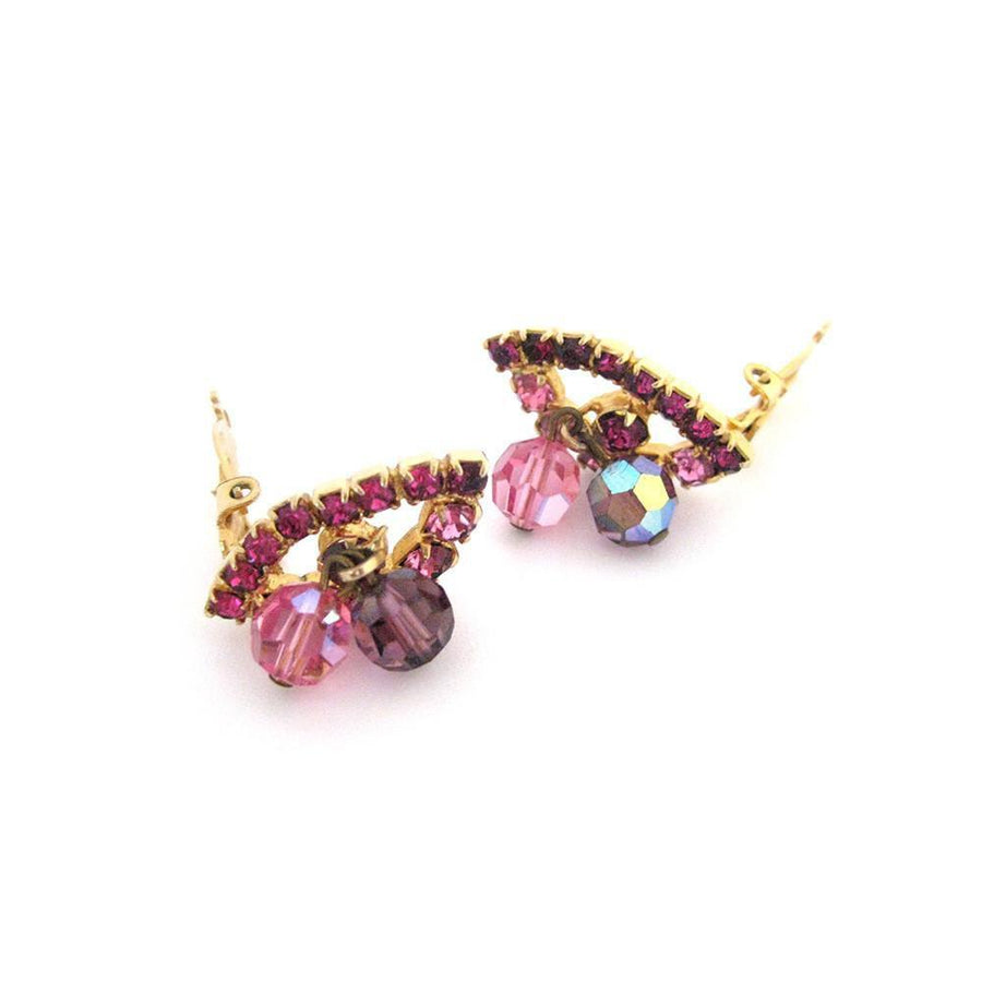 Vintage 1950's Pink Diamante Earrings