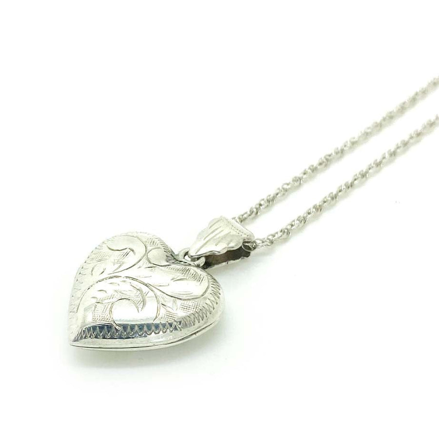 1960s Necklaces Vintage 1960s Silver Heart Locket Necklace Mayveda Jewellery