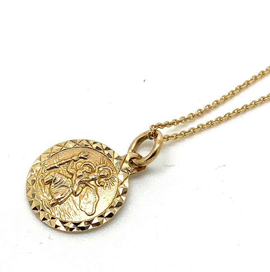 1970s Necklace Vintage 1970s St Christopher 9ct Gold Charm Necklace Mayveda Jewellery