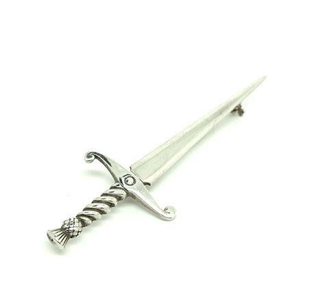 Vintage 1989 Scottish Edinburgh Claymore Sword & Thistle Brooch Kilt Pin
