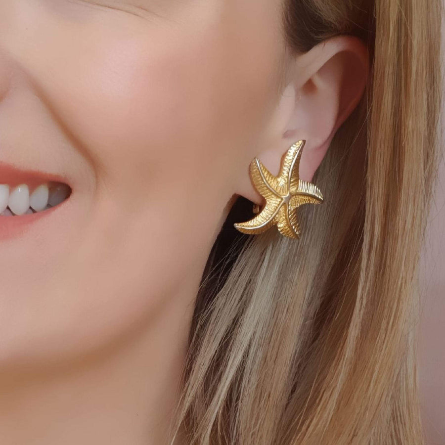 1980s Earrings Vintage 1980s Starfish Clip on Earrings