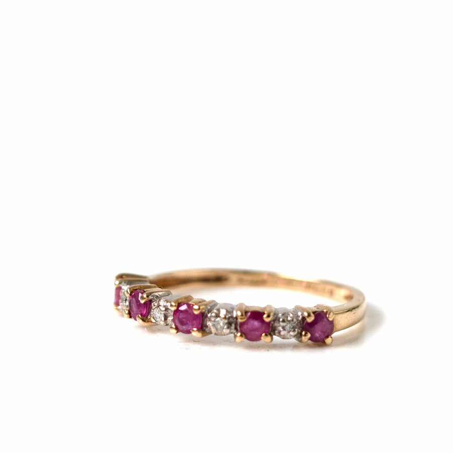 1980s Rings Vintage 1980s Ruby Diamond 9ct Gold Ring Mayveda Jewellery