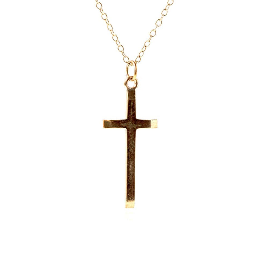 1990s Necklaces Vintage 1989 9ct Gold Cross Charm Necklace Mayveda Jewellery