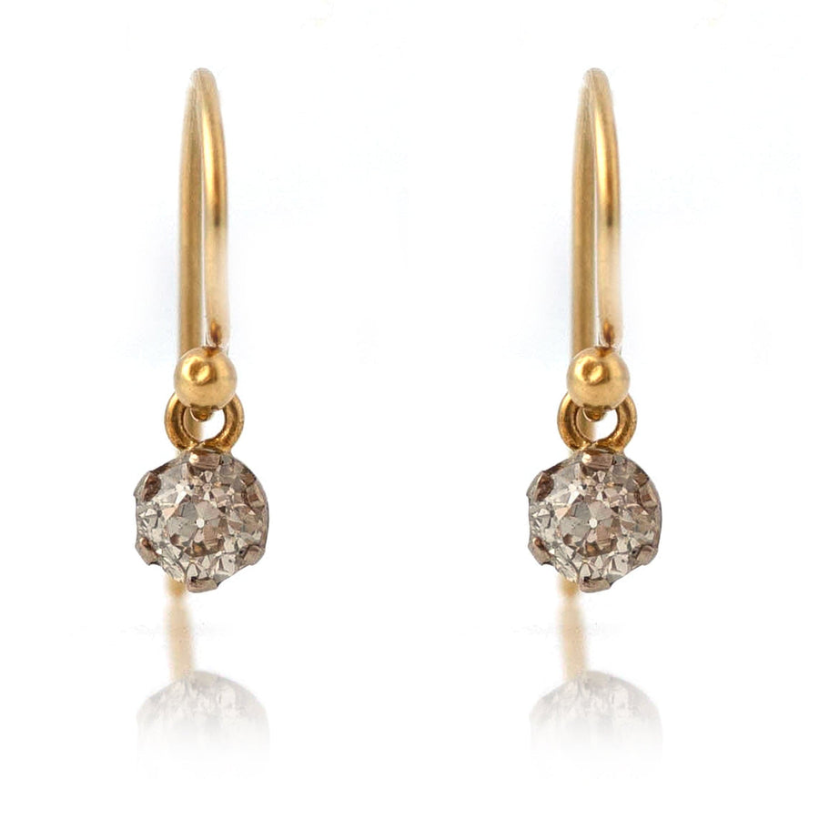 ANTIQUE Earrings Antique Old Cut 0.5ct Diamond 18ct Gold Drop Earrings Mayveda Jewellery