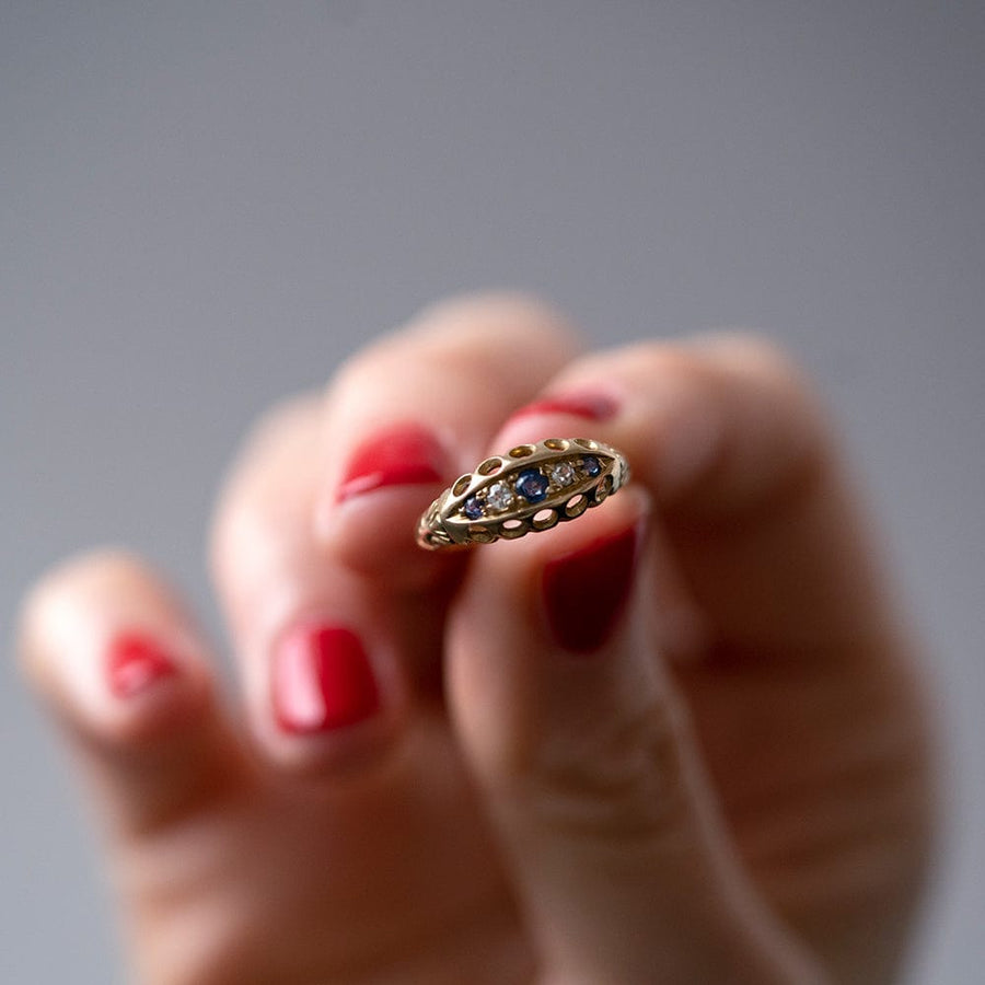 ANTIQUE Rings Antique 1914 Sapphire 18ct Diamond Ring Mayveda Jewellery