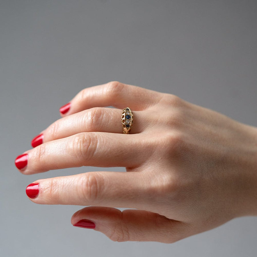 ANTIQUE Rings Antique 1914 Sapphire 18ct Diamond Ring Mayveda Jewellery