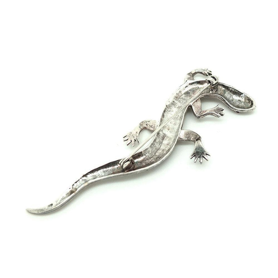 Art Deco 1920s Marcasite Lizard Silver Brooch