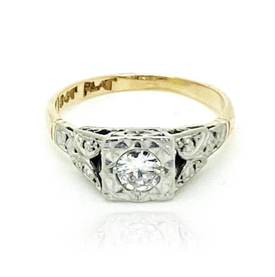ART DECO Ring Art Deco 1920s 18ct Gold Platinum Diamond Ring Mayveda Jewellery