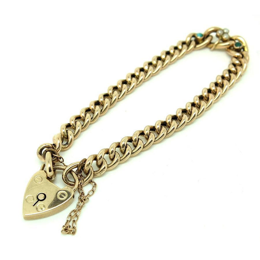 Antique Edwardian Turquoise 9ct Gold Chain Bracelet