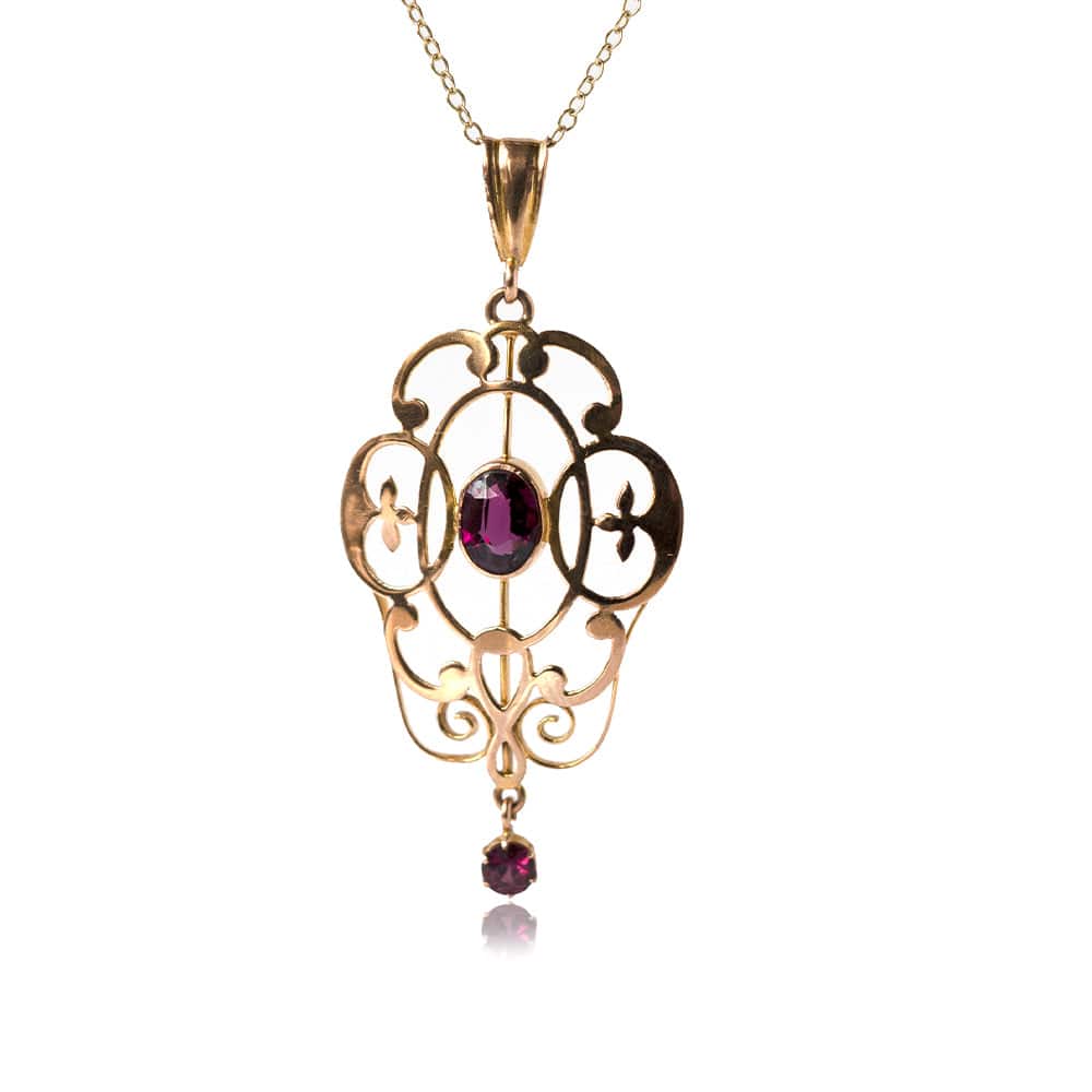 Antique Edwardian Garnet 9ct Gold Pendant Necklace – Mayveda Jewellery