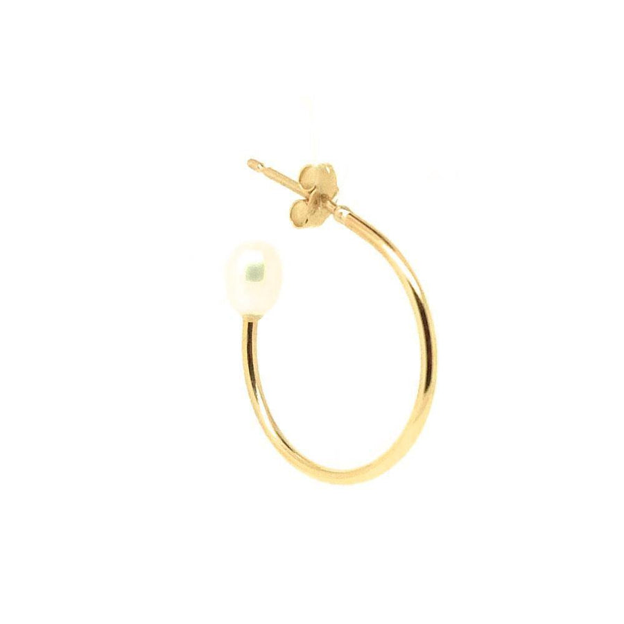 Handmade Pearl 9ct Yellow Gold Hoop Earrings
