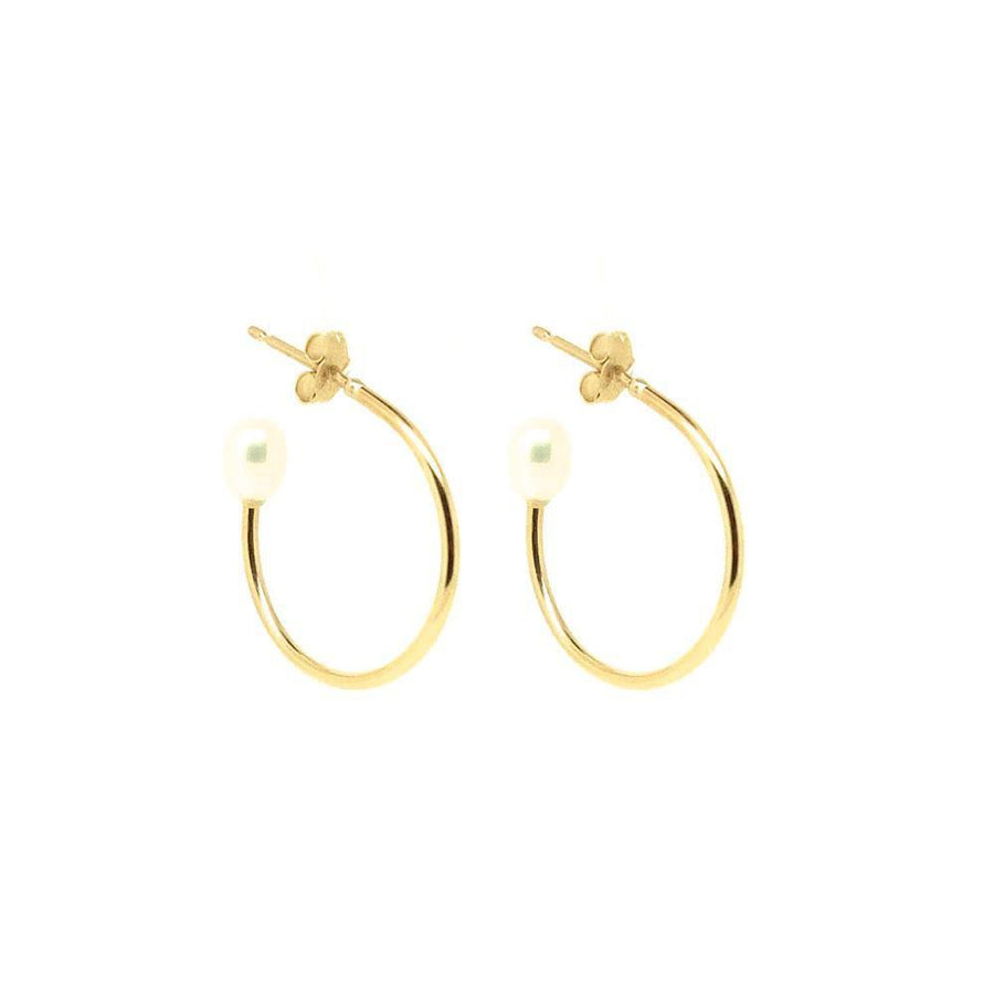 Handmade Pearl 9ct Yellow Gold Hoop Earrings