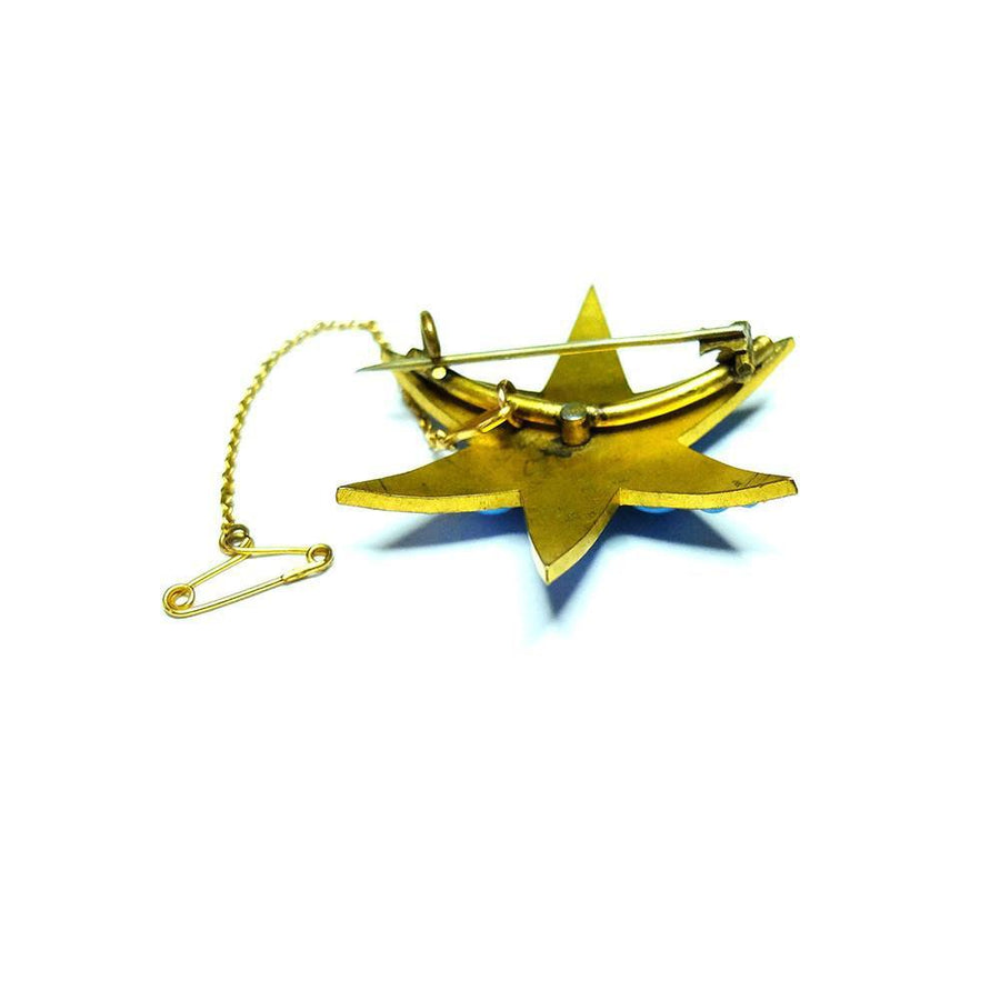 Antique Victorian (1837-1901) Turquoise Glass Star Brooch