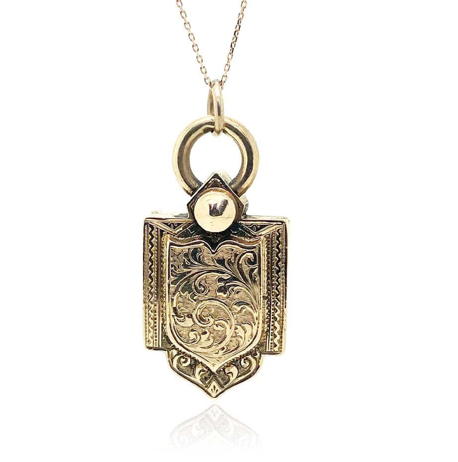 VICTORIAN Necklace Antique Victorian Gold Plated Shield Locket Necklace Mayveda Jewellery