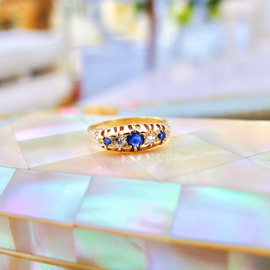 VICTORIAN Rings Antique Victorian 18ct Sapphire & Diamond Ring Mayveda Jewellery