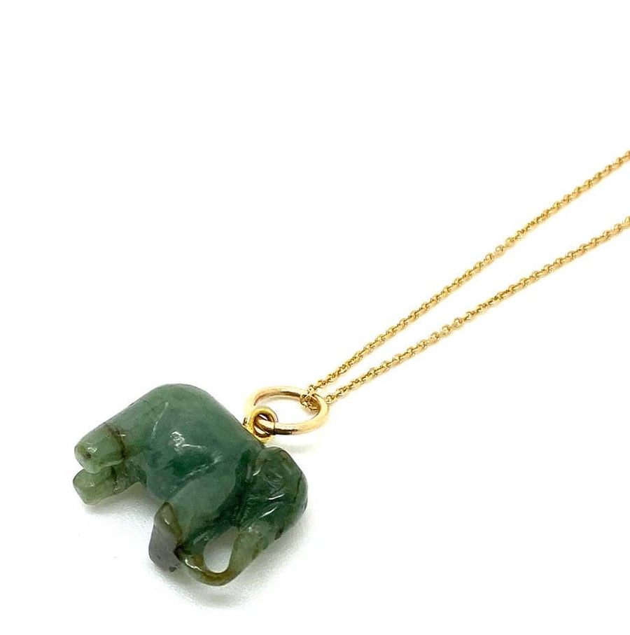 VINTAGE Necklace Vintage Jade Elephant Charm Necklace Mayveda Jewellery