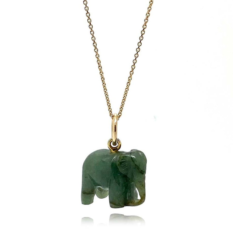 VINTAGE Necklace Vintage Jade Elephant Charm Necklace Mayveda Jewellery